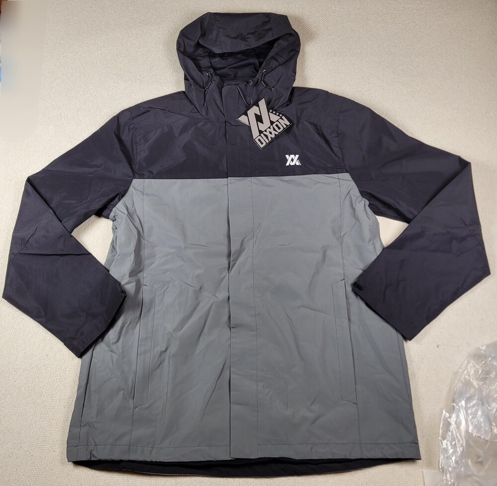 Dixxon Flannel Mens XL Gray Black Tech Hood Windbreaker Full Zip Mesh Lined NWT